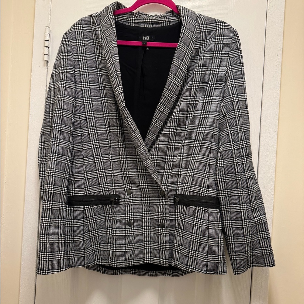 PAIGE Checkered Black and White Blazer Size Medium